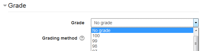 Grade settings in Assignment settings page